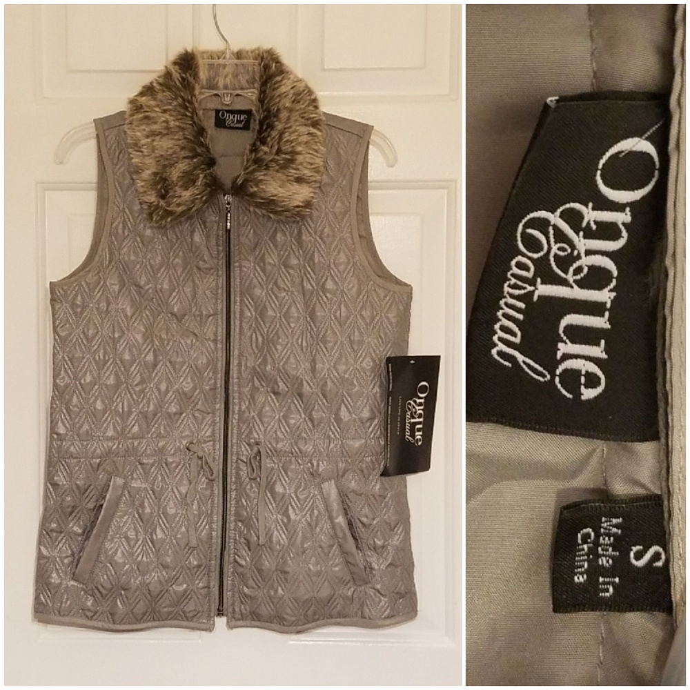 2 For $10 - ONQUE Casual Shimmering Gray Vest (NWT)